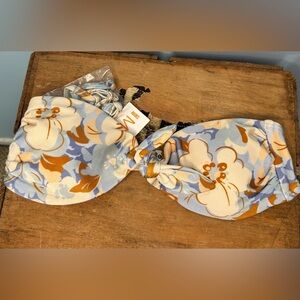 Minkpink Swim Bikini Bandeau Top Size Small Lumi Tie Front ~ Floral Retro Boho
